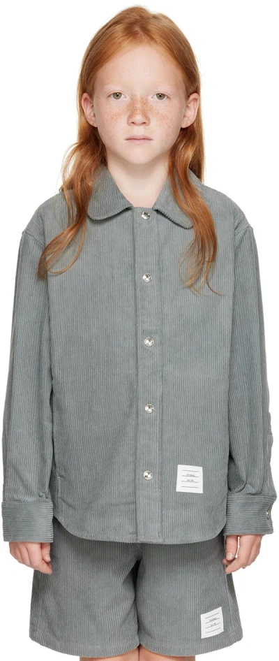 Thom Browne Kids Gray Peter Pan Collar Shirt In 035 Med Grey