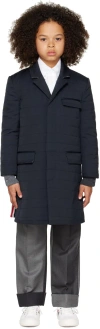 Thom Browne Kids Navy Classic Chesterfield Down Coat In Navy 415