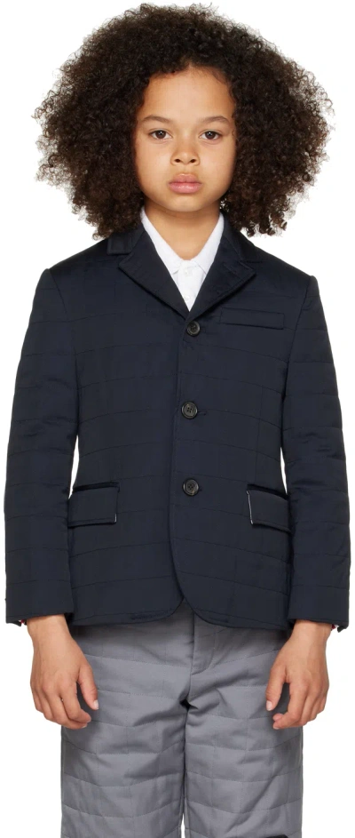 Thom Browne Kids Navy Classic Sport Down Coat In Navy 415
