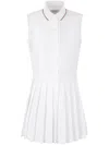 Thom Browne High Waist Pleated Skirt Polo Collar Dress In Weiss