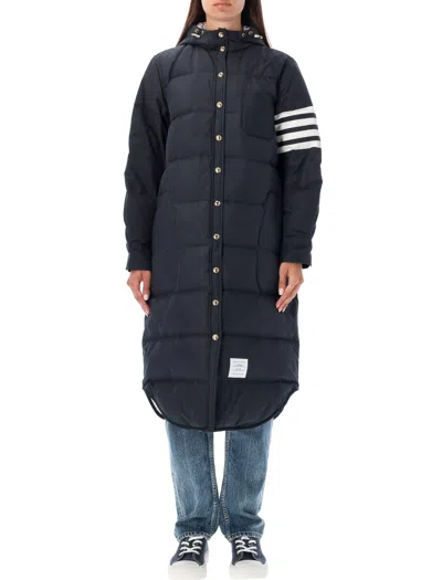 Thom Browne Knee Hooded Down Jacket In Blue