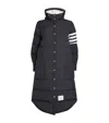 Thom Browne Navy Blue Feather Down 4-bar Coat In Navy