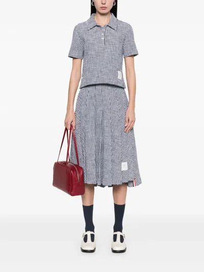 Thom Browne Knee Length Pleated Skirt In Blue