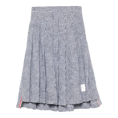 Thom Browne Knee Length Pleated Skirt In Blue