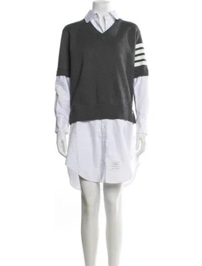 Pre-owned Thom Browne Knee-length Dress In Gray