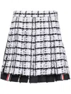 Thom Browne Drop Back Pleated Wool Miniskirt In White