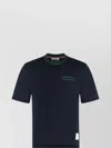 Thom Browne Knit Cotton T-shirt With Tricolor Detail In Blue