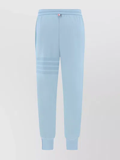 Thom Browne Knit Jogger Trousers Brand Bands In Blue