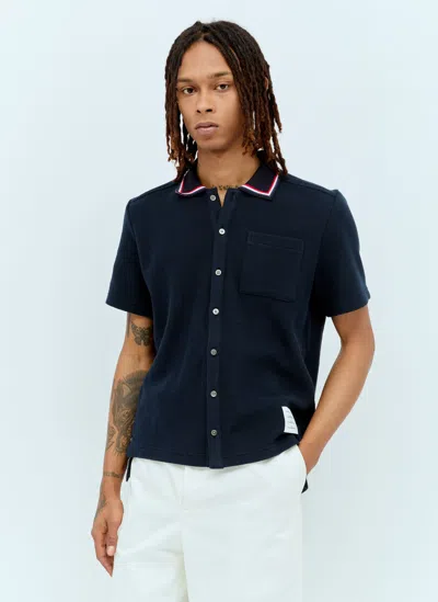 Thom Browne Knit Polo Shirt In Navy