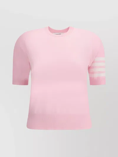 Thom Browne Knit T-shirt Iconic Bands In Pink