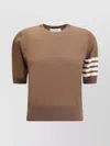 Thom Browne 4-bar Short Sleeve Wool Blend Sweater In Brown