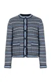 Thom Browne Blue Crewneck Cardigan In Navy