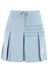 Thom Browne Knitted 4-bar Pleated Skirt In Light Blue