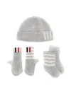 Thom Browne Knitted Beanie Merino Set In Grey