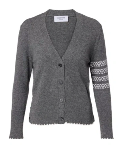 Thom Browne Knitted Cardigan In Gray