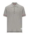 Thom Browne Knitted Cotton Polo Shirt In Gray