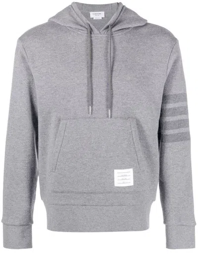 Thom Browne Wool Loopback 4 Bar Hoodie Pullover In Gray