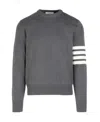 Thom Browne Milano Stitch Cotton Crewneck Sweater In Black