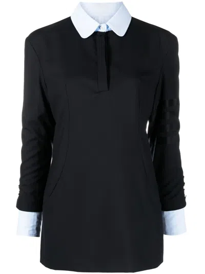 Thom Browne Knitted Layered Mini Dress In Blue