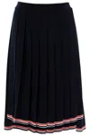 THOM BROWNE KNITTED PLEATED MIDI SKIRT