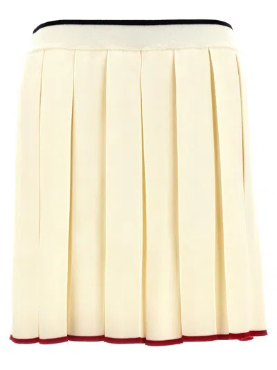 Thom Browne Knitted Pleated Skirt In Yellow