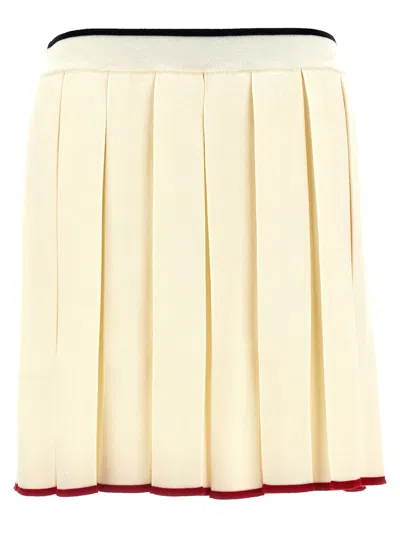 Thom Browne Knitted Pleated Skirt In White
