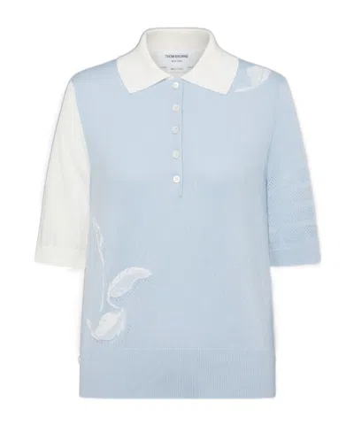 THOM BROWNE KNITTED POLO TOP