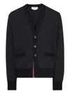 Thom Browne Knitwear With Front Pockets And Ribbed Finish In Black