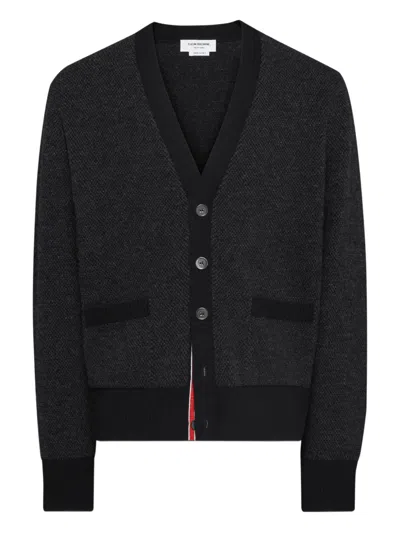 Thom Browne Knitted V-neck Cardigan In Black