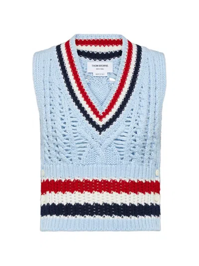 Thom Browne Knitted Vest In Blue