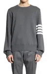 Thom Browne 4-bar Stripes Wool Sweater In Gray
