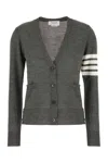 Thom Browne Wool Relaxed 4-bar Cardigan In Gray