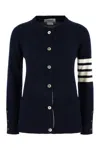 Thom Browne Crew Neck Cashmere Cardigan With Striped Sleeve