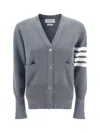 Thom Browne Grey 4-bar Stripe Knit Cardigan