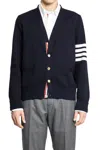 Thom Browne Cardigan Classico In Lana Con Scollo A V In Blue