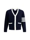 Thom Browne Cardigan With Iconic Stripes In Blue