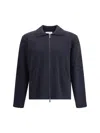 Thom Browne Double Face Full Zip Up Cardigan In Meri In Blue