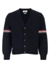 Thom Browne Rib Stitch Wool Cardigan In Blue