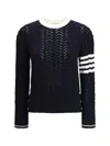 Thom Browne Cable-knit Pointelle-stitch Jumpers In Blue