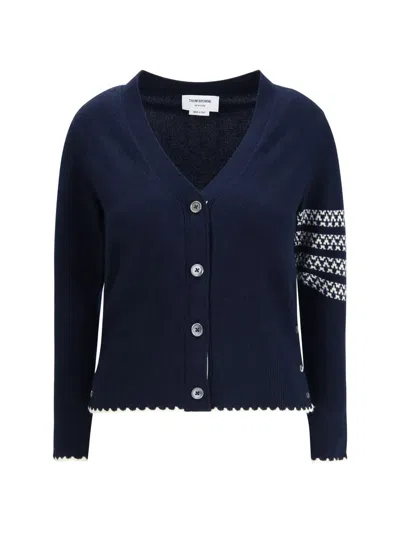 Thom Browne Holiday Merino Hector Intarsia Cardigan In Black