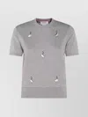 Thom Browne Knitwear Crewneck Embroidered Short Sleeves In Gray