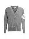 Thom Browne Man Cardigan Grey Size 4 Virgin Wool In Grey