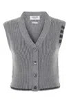 Thom Browne Virgin Wool Cable-knit Sweater Vest In Grey