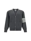 Thom Browne 4-bar Stripes Intarsia-knit Cardigan In Grey