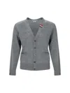Thom Browne Wool Cardigan In Grey