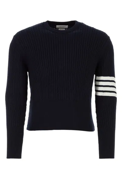 Thom Browne Man Sweater Navy Blue Size 3 Cotton