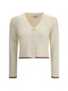 Thom Browne White Ladder Full Needle Rib Stitch Cardigan In Neutral