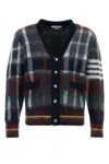 Thom Browne Cropped Mohair Cardigan With Bold Plaid Pattern In Seasonalmulti