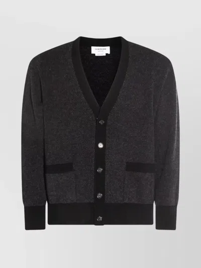 THOM BROWNE KNITWEAR WITH FRONT POCKETS AND RIBBED FINISH