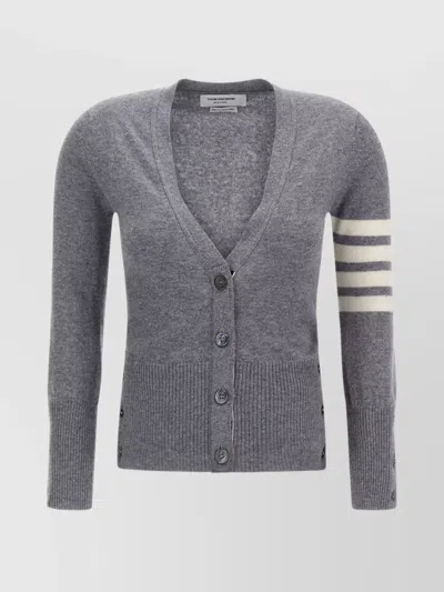 Thom Browne Knitwear With Striped Sleeve Detail In Gray